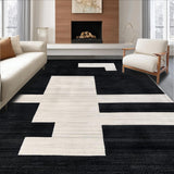 Ultra Soft Area Rug, Non Slip, Stain Resistant, Washable Area Rugs for Living Room, Bedroom, Bold Black Ivory Abstract Print(Black)