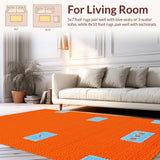 Ultra Soft Area Rug, Non Slip, Stain Resistant, Washable Area Rugs for Living Room, Bedroom, Abstract Modern Geometric Aesthetic(Orange)