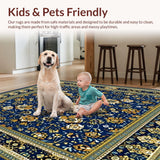 Ultra Soft Area Rug, Non Slip, Stain Resistant, Washable Area Rugs for Living Room, Bedroom, Boho Kitchen Area with Intricate Design(Blue)