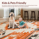 Ultra Soft Area Rug, Non Slip, Stain Resistant, Washable Area Rugs for Living Room, Bedroom, Chic Abstract Southwest Aesthetic(Orange)