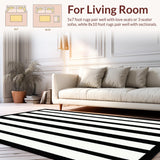 Ultra Soft Area Rug, Non Slip, Stain Resistant, Washable Area Rugs for Living Room, Bedroom, Warm Layered Striped Farmhouse Look(Black)