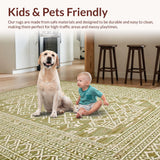 Ultra Soft Area Rug, Non Slip, Stain Resistant, Washable Area Rugs for Living Room, Bedroom, Chic Modern Lattice Aesthetic(Beige)