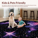 Ultra Soft Area Rug, Non Slip, Stain Resistant, Washable Area Rugs for Living Room, Bedroom, Enchanting Solar System Design(Purple)