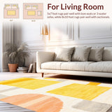 Ultra Soft Area Rug, Non Slip, Stain Resistant, Washable Area Rugs for Living Room, Bedroom, Soft Pastel Colorful Motif(Yellow)