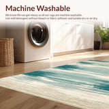 Ultra Soft Area Rug, Non Slip, Stain Resistant, Washable Area Rugs for Living Room, Bedroom, Coastal Ride Surf Enthusiast Rug with Oceanic Teal Surfboard Imagery(Blue)