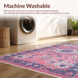 Ultra Soft Area Rug, Non Slip, Stain Resistant, Washable Area Rugs for Living Room, Bedroom, Sleek Contemporary Diamond Arrangement(Pink)