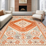 Ultra Soft Area Rug, Non Slip, Stain Resistant, Washable Area Rugs for Living Room, Bedroom, Classic Striped Rustic Charm(Orange)