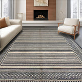 Ultra Soft Area Rug, Non Slip, Stain Resistant, Washable Area Rugs for Living Room, Bedroom, Sophisticated Charcoal Geometric Motif(Beige)