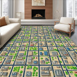 Ultra Soft Area Rug, Non Slip, Stain Resistant, Washable Area Rugs for Living Room, Bedroom, Educational Town Adventure Theme(Brown)