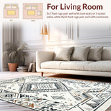 Ultra Soft Area Rug, Non Slip, Stain Resistant, Washable Area Rugs for Living Room, Bedroom, Trendy Subtle Medallion Arrangement(White)