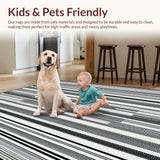 Ultra Soft Area Rug, Non Slip, Stain Resistant, Washable Area Rugs for Living Room, Bedroom, Black White Striped Area Rug, Abstract(Black)