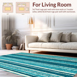 Ultra Soft Area Rug, Non Slip, Stain Resistant, Washable Area Rugs for Living Room, Bedroom, Striped Teal Balcony Minimalist Plastic Carpet(Blue)