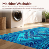 Ultra Soft Area Rug, Non Slip, Stain Resistant, Washable Area Rugs for Living Room, Bedroom, Vibrant Digital Print Bedroom Non Slip Area Carpet(Blue)