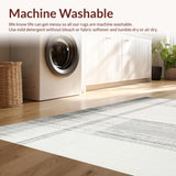 Ultra Soft Area Rug, Non Slip, Stain Resistant, Washable Area Rugs for Living Room, Bedroom, Elegant Dual-Tone Reversible Rug with Contemporary Linear Design(Gray)