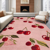 Ultra Soft Area Rug, Non Slip, Stain Resistant, Washable Area Rugs for Living Room, Bedroom, Blush Bow Tie and Cherry Cluster Washable Runner Mat(Pink)