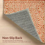 Ultra Soft Area Rug, Non Slip, Stain Resistant, Washable Area Rugs for Living Room, Bedroom, Contemporary Symmetrical Patterned Accent(Orange)