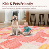 Ultra Soft Area Rug, Non Slip, Stain Resistant, Washable Area Rugs for Living Room, Bedroom, Cute Bow Accent Coral Pink Fluffy Carpet Decor(Pink)