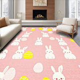 Ultra Soft Area Rug, Non Slip, Stain Resistant, Washable Area Rugs for Living Room, Bedroom, Elegant Greenery and Egg Design(Pink)