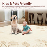 Ultra Soft Area Rug, Non Slip, Stain Resistant, Washable Area Rugs for Living Room, Bedroom, Elegant Floral Petal Non Slip Blossom Unique Flower Shaped Area(Beige)