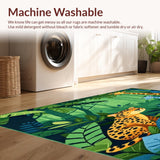 Ultra Soft Area Rug, Non Slip, Stain Resistant, Washable Area Rugs for Living Room, Bedroom, Jungle Animals Runner(Green)