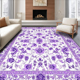 Ultra Soft Area Rug, Non Slip, Stain Resistant, Washable Area Rugs for Living Room, Bedroom, Contemporary Soft Bloom Motif(Purple)
