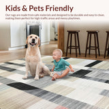 Ultra Soft Area Rug, Non Slip, Stain Resistant, Washable Area Rugs for Living Room, Bedroom, Monochrome Linear Wave Runner Rug with Bold Stripes and Minimalist Contrast(Gray)
