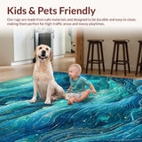 Ultra Soft Area Rug, Non Slip, Stain Resistant, Washable Area Rugs for Living Room, Bedroom, 3D Octopus Illusion Rug Runner Nautical Ocean Depths Graphic Printed Mat(Blue)