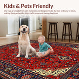Ultra Soft Area Rug, Non Slip, Stain Resistant, Washable Area Rugs for Living Room, Bedroom, Traditional Red Dining Room Washable Area Rug(Red)