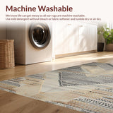 Ultra Soft Area Rug, Non Slip, Stain Resistant, Washable Area Rugs for Living Room, Bedroom, Elegant Vintage Geometric Fusion(Gray)