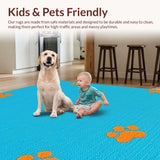 Ultra Soft Area Rug, Non Slip, Stain Resistant, Washable Area Rugs for Living Room, Bedroom, Vibrant Playful Animal Motif(Blue)