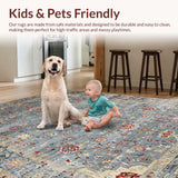 Ultra Soft Area Rug, Non Slip, Stain Resistant, Washable Area Rugs for Living Room, Bedroom, Rustic Earth Tone Trellis Pattern(Beige)