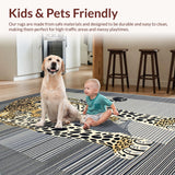 Ultra Soft Area Rug, Non Slip, Stain Resistant, Washable Area Rugs for Living Room, Bedroom, Minimalist Grey Animal Motif(Black)