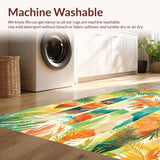 Ultra Soft Area Rug, Non Slip, Stain Resistant, Washable Area Rugs for Living Room, Bedroom, Artistic Surfboard Area Rug Featuring Lush Tropical Paradise(Orange)