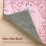 Ultra Soft Area Rug, Non Slip, Stain Resistant, Washable Area Rugs for Living Room, Bedroom, Delicate Floral Insect Design(Pink)