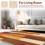 Ultra Soft Area Rug, Non Slip, Stain Resistant, Washable Area Rugs for Living Room, Bedroom, Rustic Nordic Abstract Wood Inspired Design(Brown)