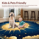 Ultra Soft Area Rug, Non Slip, Stain Resistant, Washable Area Rugs for Living Room, Bedroom, Dreamy Pastel Cosmic Imagery(Gold)