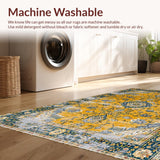 Ultra Soft Area Rug, Non Slip, Stain Resistant, Washable Area Rugs for Living Room, Bedroom, Rustic Earthy Patterned Elegance(Yellow)