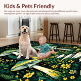 Ultra Soft Area Rug, Non Slip, Stain Resistant, Washable Area Rugs for Living Room, Bedroom, Witchy Earthy Mushroom Pattern(Green)
