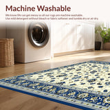 Ultra Soft Area Rug, Non Slip, Stain Resistant, Washable Area Rugs for Living Room, Bedroom, Classic Floral Artisan Collection(Beige)