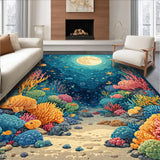 Ultra Soft Area Rug, Non Slip, Stain Resistant, Washable Area Rugs for Living Room, Bedroom, Sea World ABC Play Carpet: Ocean Animal Alphabet Learning Rug(Blue)