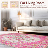 Ultra Soft Area Rug, Non Slip, Stain Resistant, Washable Area Rugs for Living Room, Bedroom, Soft Pink Vintage Aesthetic(Pink)