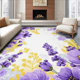 Ultra Soft Area Rug, Non Slip, Stain Resistant, Washable Area Rugs for Living Room, Bedroom, Minimalist Spring Floral Arrangement(Purple)
