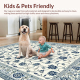 Ultra Soft Area Rug, Non Slip, Stain Resistant, Washable Area Rugs for Living Room, Bedroom, Delicate Avian Inspired Decor(White)