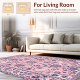 Ultra Soft Area Rug, Non Slip, Stain Resistant, Washable Area Rugs for Living Room, Bedroom, Luxurious Soft Pink Petal Pattern(Pink)