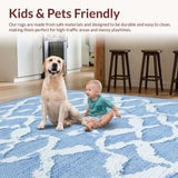 Ultra Soft Area Rug, Non Slip, Stain Resistant, Washable Area Rugs for Living Room, Bedroom, Elegant Scalloped Bow Rug With Preppy Aesthetic For Chic Home Decor(Blue)