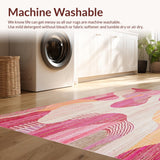 Ultra Soft Area Rug, Non Slip, Stain Resistant, Washable Area Rugs for Living Room, Bedroom, Groovy Boho Pink Beige Area(Pink)