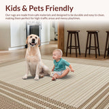 Ultra Soft Area Rug, Non Slip, Stain Resistant, Washable Area Rugs for Living Room, Bedroom, Luxe Textured Neutral Circle(Beige)