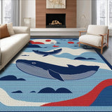 Ultra Soft Area Rug, Non Slip, Stain Resistant, Washable Area Rugs for Living Room, Bedroom, Vibrant Oceanic Animal Pattern(Blue)