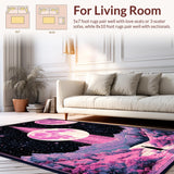 Ultra Soft Area Rug, Non Slip, Stain Resistant, Washable Area Rugs for Living Room, Bedroom, Elegant Lunar Tiled Artistry(Pink)