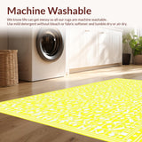 Ultra Soft Area Rug, Non Slip, Stain Resistant, Washable Area Rugs for Living Room, Bedroom, Contemporary Symmetrical Motif(Yellow)